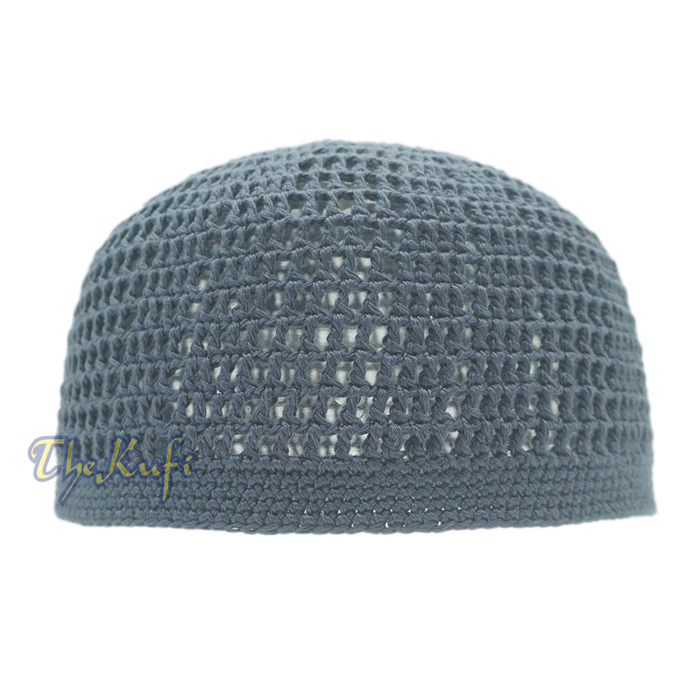 Dark Pigeon Blue Open-weave Design Cotton Skull Cap Kufi