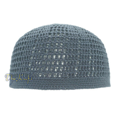 Dark Pigeon Blue Open-Weave Design Cotton Skull Cap Kufi