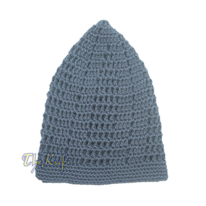 Dark Pigeon Blue Open-Weave Design Cotton Skull Cap Kufi