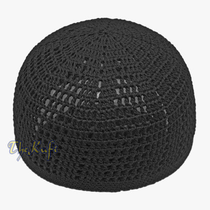 Graphite Open-Weave Design Cotton Skull Cap Kufi