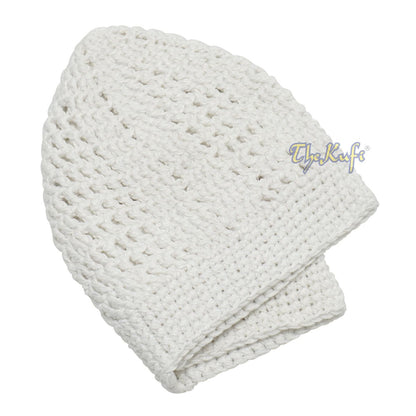Buy 1 Get 1 Free! White Kufi Cap | Handcrocheted Arifin Ilham Crochet Knitted Muslim Hat