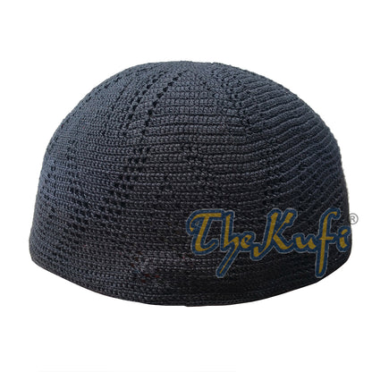 Black Sana Open Weave Hand-Crocheted Big Diamond Design Cotton Kufi