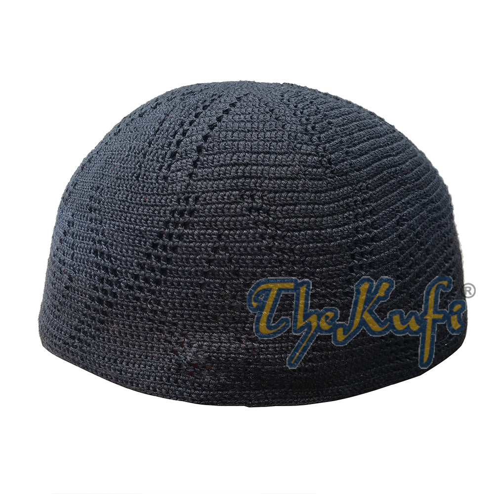 Black Sana Open Weave Rajutan Tangan Big Diamond Design Cotton Kufi