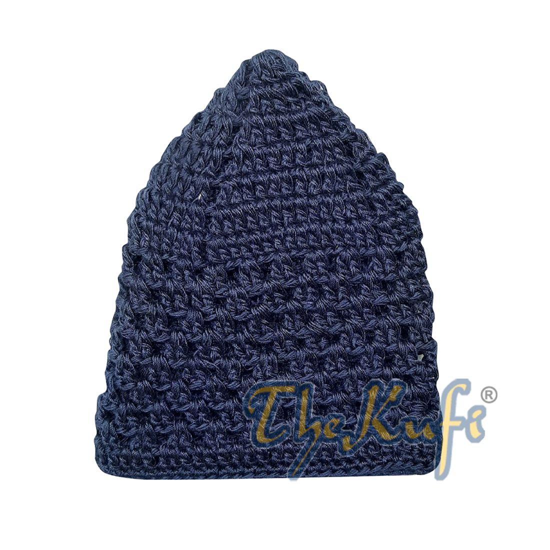 Hand-crocheted Cotton Dark Blue Skull Cap Kufi Comfortable Head Cover