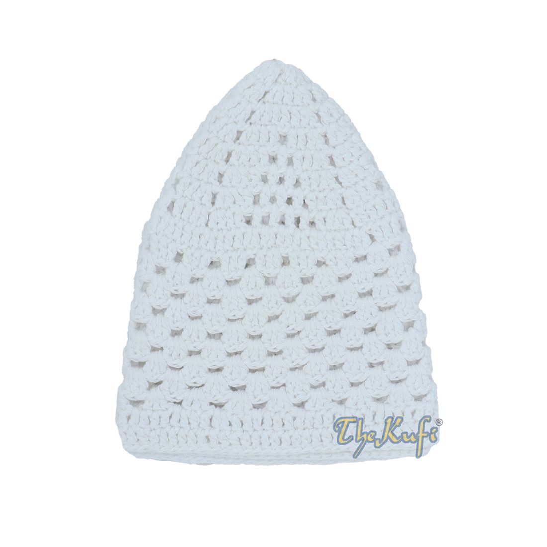 White Cotton Mix Crochet Comfortable Prayer Cap Open Weave Design