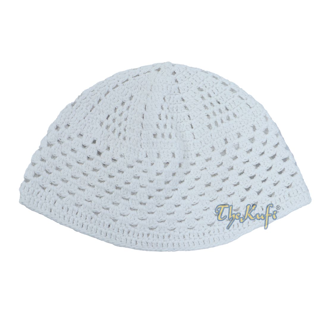 White Cotton Mix Crochet Comfortable Prayer Cap Open Weave Design