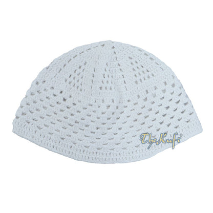 White Cotton Mix Crochet Comfortable Prayer Cap Open Weave Design