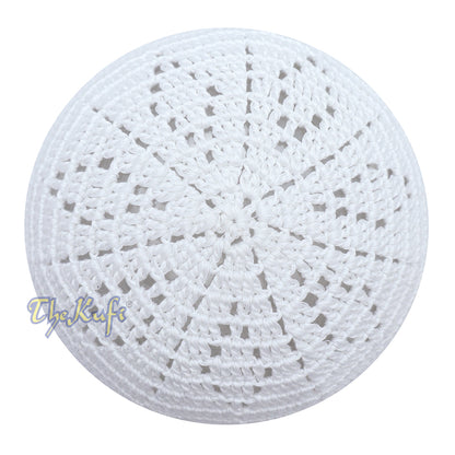 White Handcrochet Open-Weave Yemeni Simple Diamond Knots Design