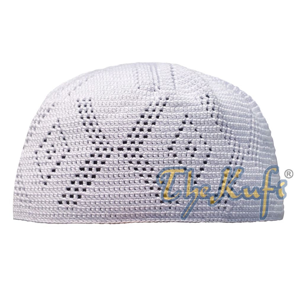 Lot of 12 Hand-Crochet White Sanaa Open-weave Kufis Skull Cap