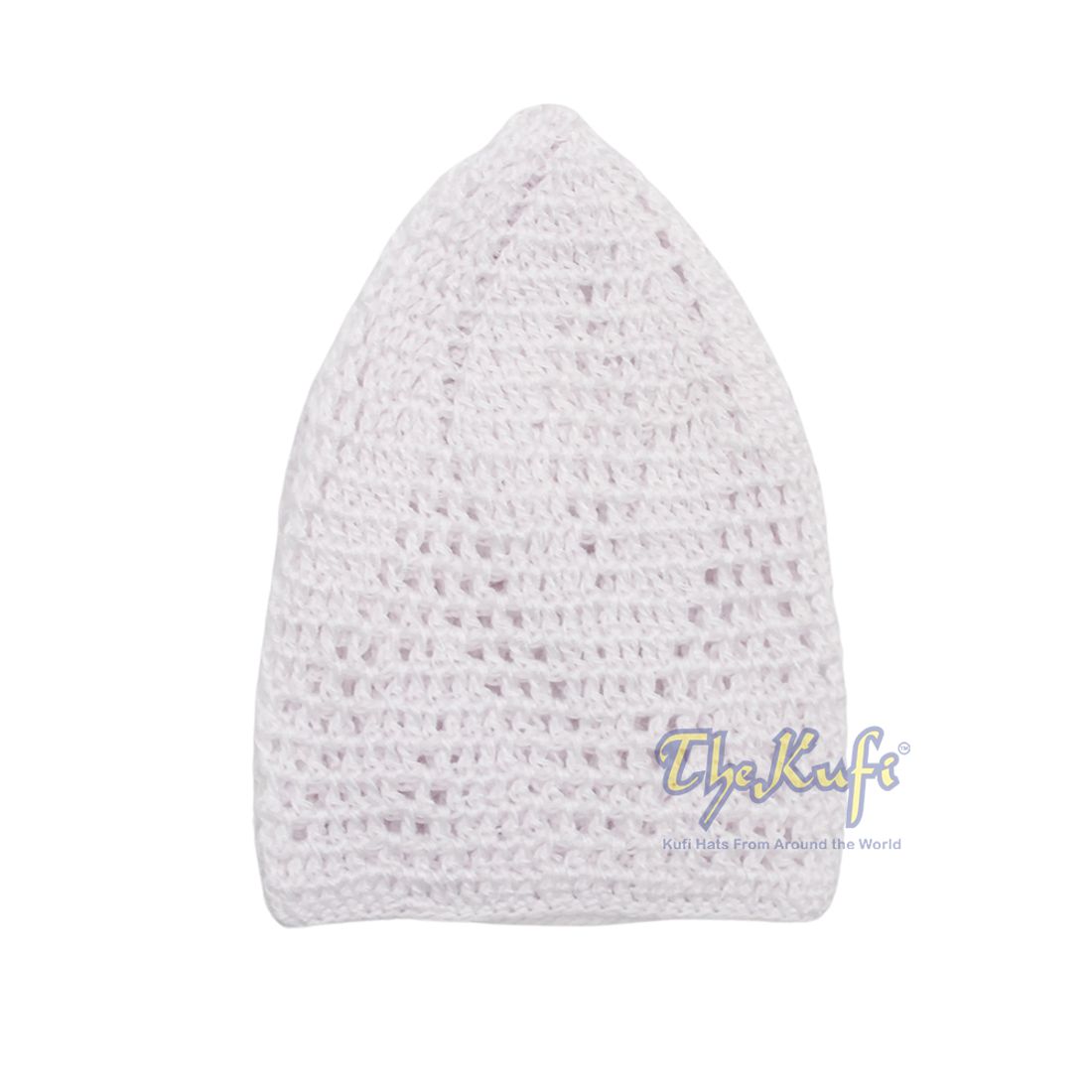 Hand-crochet White Sana Open Weave Kufis Prayer Cap Hat