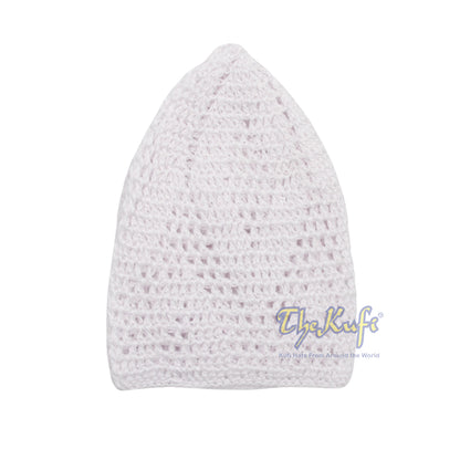 Hand-Crochet White Sana Open Weave Kufis Prayer Cap Hat