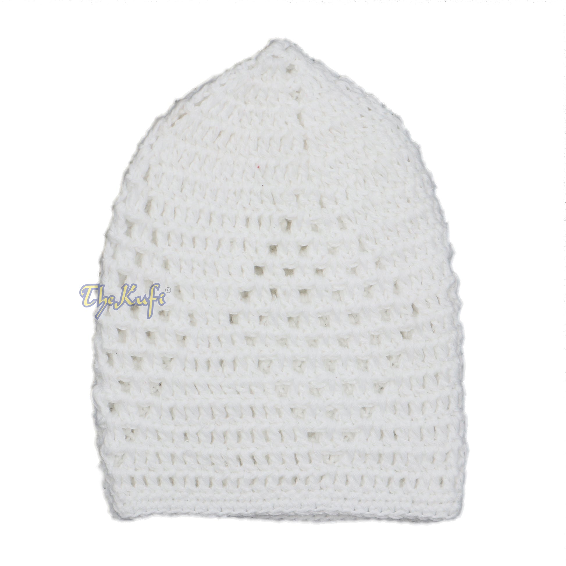 Hand-Crochet White Diamond Open Weave Kufis Prayer Cap Hat