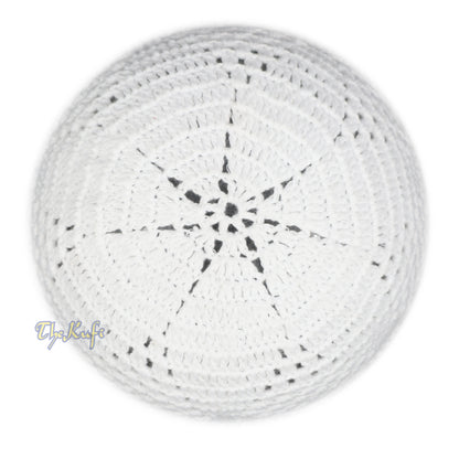 Hand-Crochet White Diamond Open Weave Kufis Prayer Cap Hat