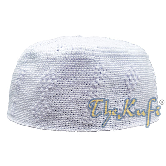 One-Size Cotton White Double Diamond Knot Soft Comfortable Kufi