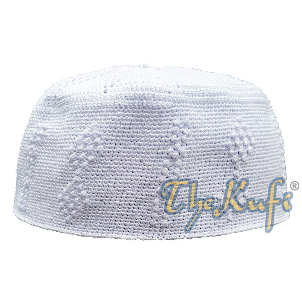 Kufi Satu Ukuran Katun Putih Simpul Berlian Ganda Lembut Nyaman