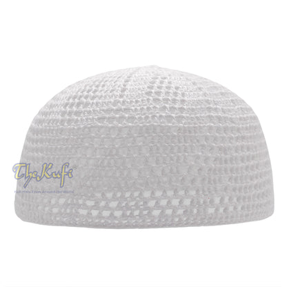 Plain White Hand-Crochet Zigzag Diamond Open-Weave Design