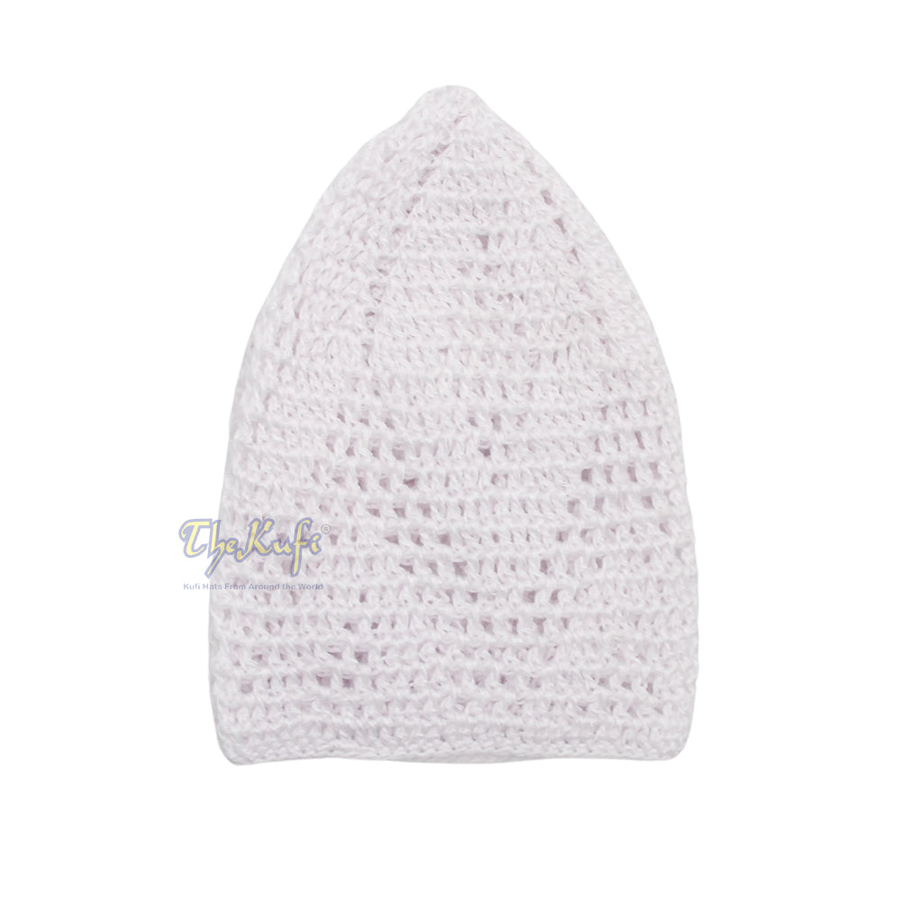 Plain White Hand-Crochet Zigzag Diamond Open-Weave Design