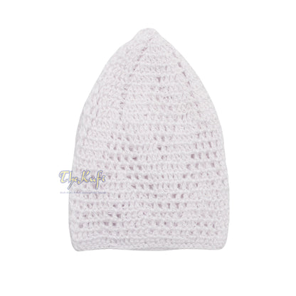 Plain White Hand-Crochet Zigzag Diamond Open-Weave Design