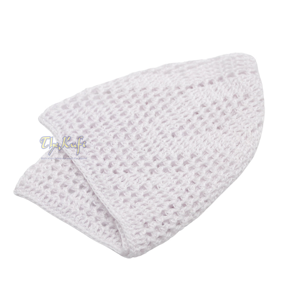 Plain White Hand-Crochet Zigzag Diamond Open-Weave Design