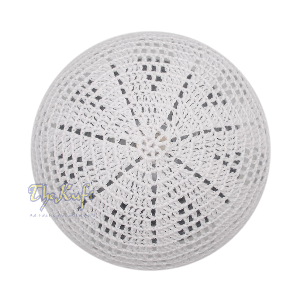 Plain White Hand-Crochet Zigzag Diamond Open-Weave Design