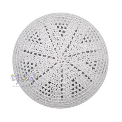 Plain White Hand-Crochet Zigzag Diamond Open-Weave Design