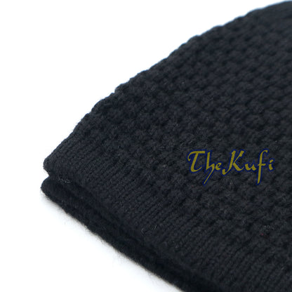 Black Turkish-Style Knit Stretchy Beanie One-Size Kufi