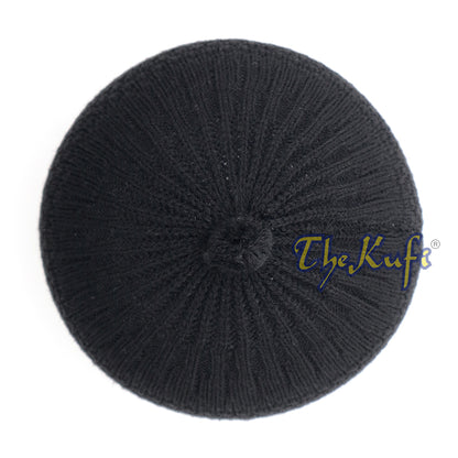 Black Turkish-Style Knit Stretchy Beanie One-Size Kufi