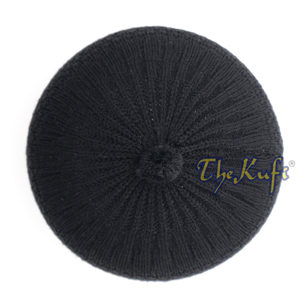 Black Turkish-Style Knit Stretchy Beanie One-Size Kufi