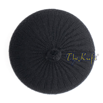 Black Turkish-Style Knit Stretchy Beanie One-Size Kufi