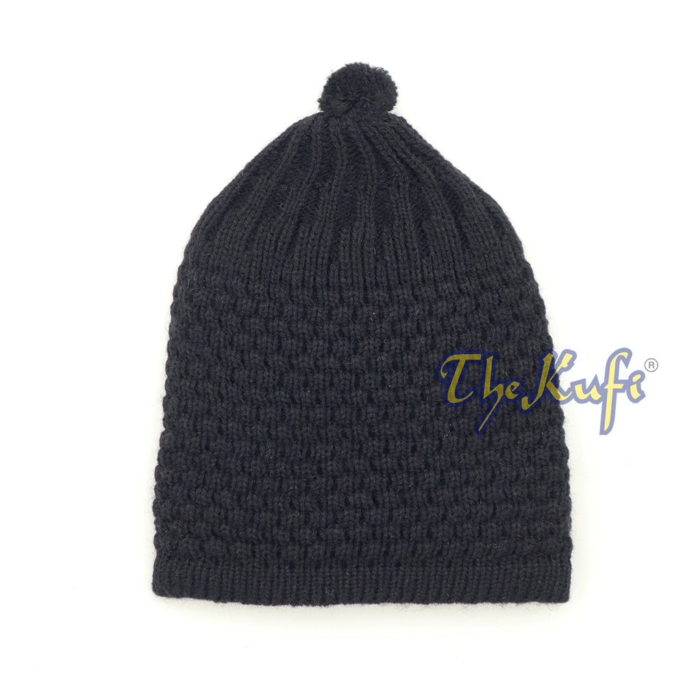 Black Turkish-Style Knit Stretchy Beanie One-Size Kufi