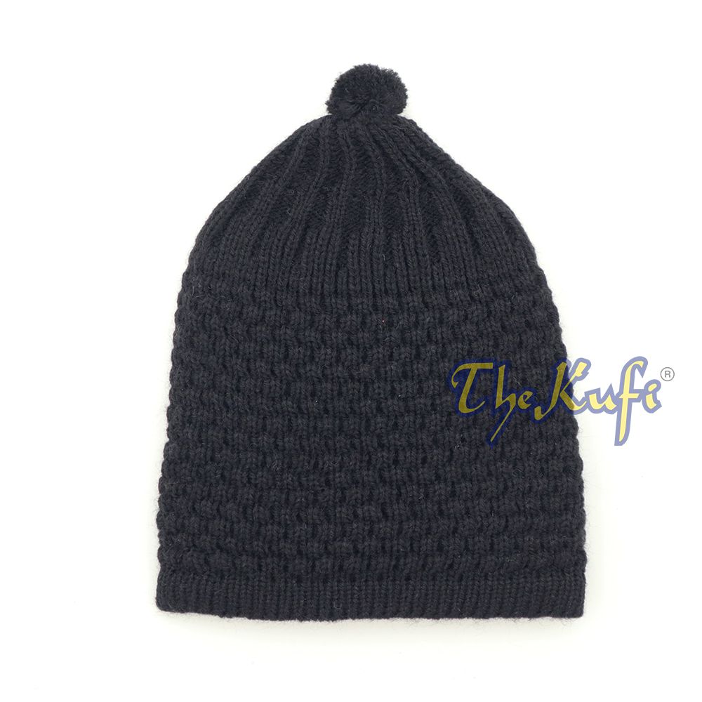 Black Turkish-Style Knit Stretchy Beanie One-Size Kufi