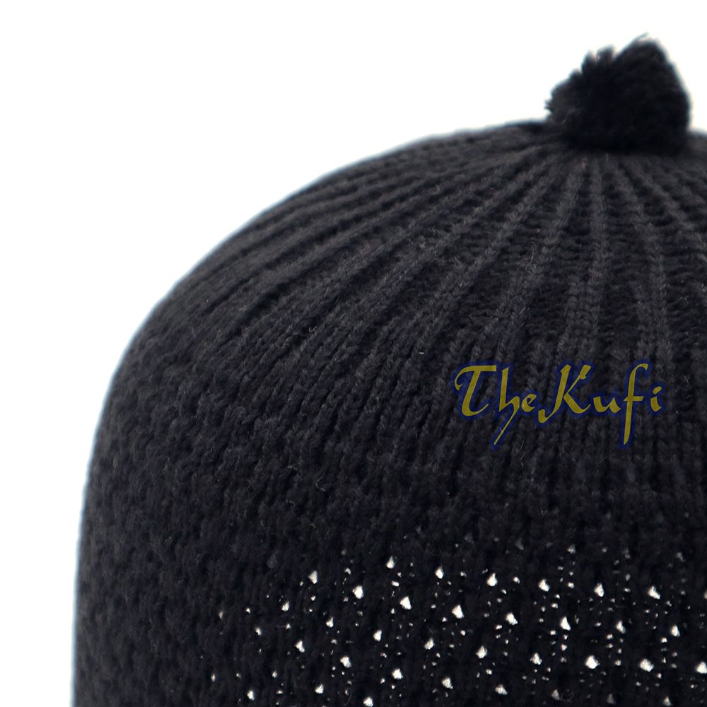 Black Turkish-Style Knit Stretchy Beanie One-Size Kufi