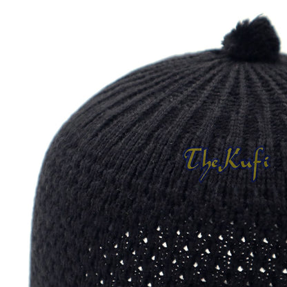Black Turkish-Style Knit Stretchy Beanie One-Size Kufi