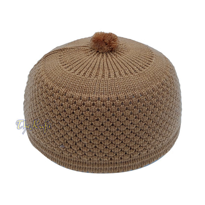 Brown Turkish-Style Knit Stretchy Warm Beanie Hat