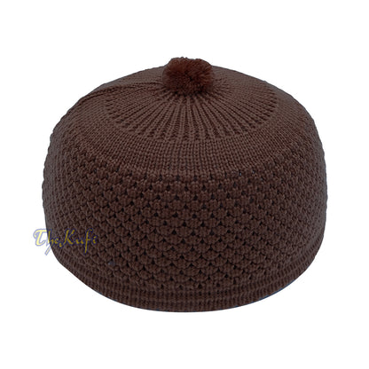 Dark Brown Turkish-Style Knit Stretchy Warm Beanie Hat