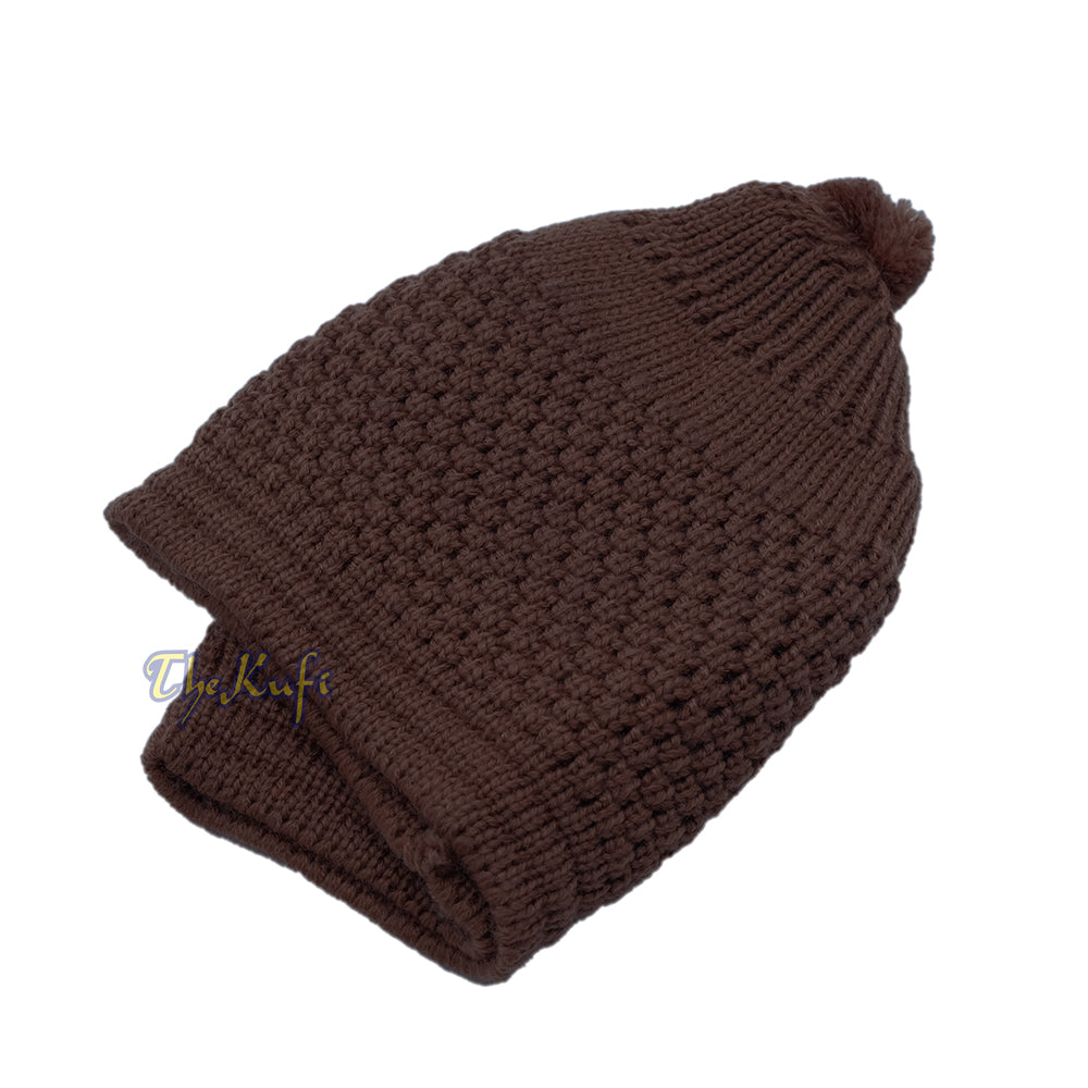 Dark Brown Turkish-Style Knit Stretchy Warm Beanie Hat