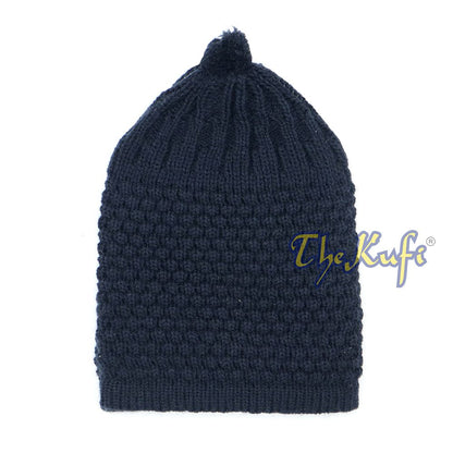 Dark Blue Color Turkish-Style Knit Stretchy Beanie Hat One-Size