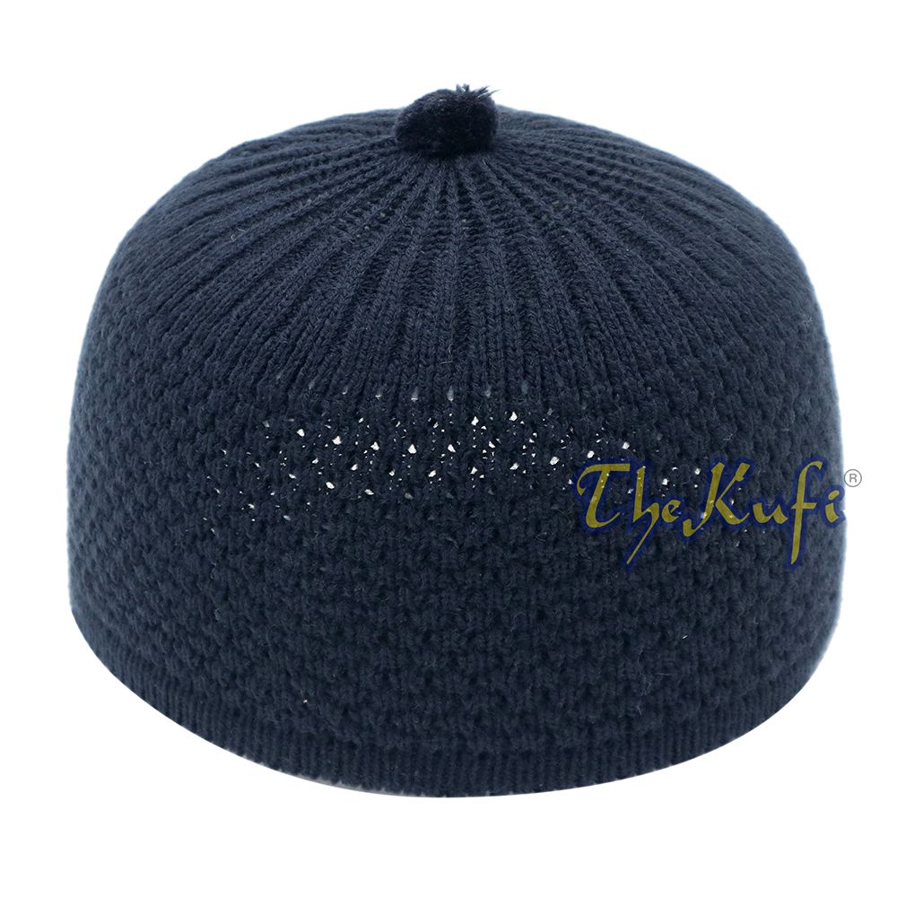 Dark Blue Color Turkish-Style Knit Stretchy Beanie Hat One-Size