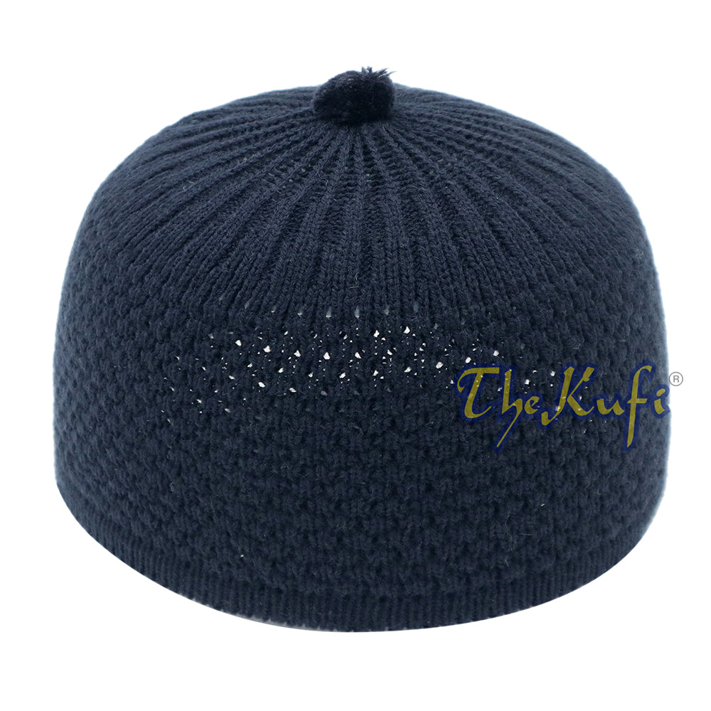 Dark Blue Color Turkish-Style Knit Stretchy Beanie Hat One-Size