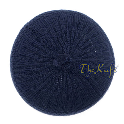Dark Blue Color Turkish-Style Knit Stretchy Beanie Hat One-Size