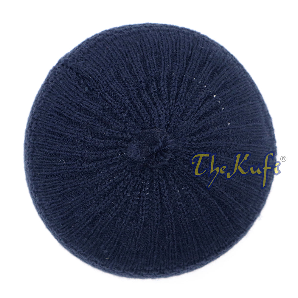 Dark Blue Color Turkish-Style Knit Stretchy Beanie Hat One-Size