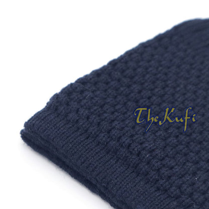 Dark Blue Color Turkish-Style Knit Stretchy Beanie Hat One-Size
