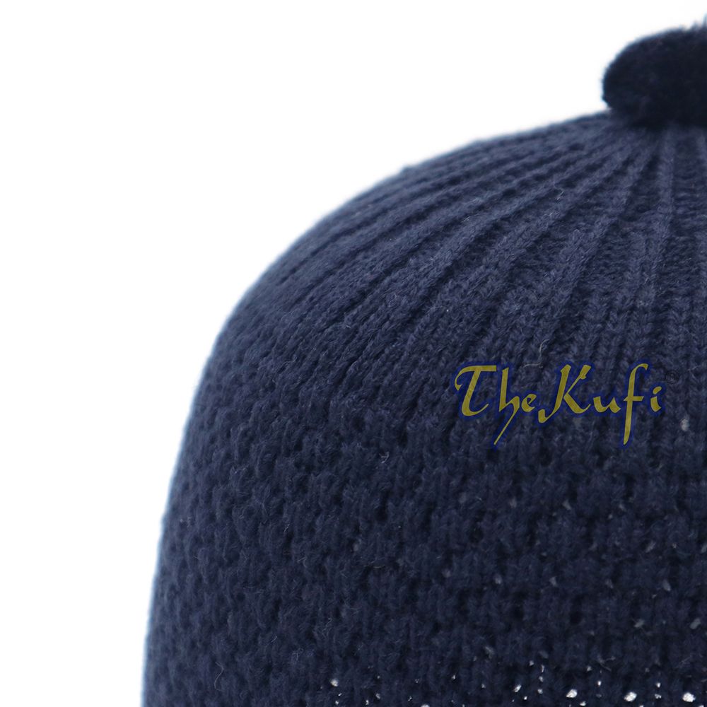 Dark Blue Color Turkish-Style Knit Stretchy Beanie Hat One-Size