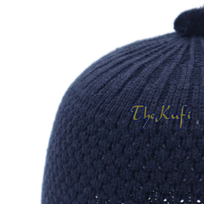 Dark Blue Color Turkish-Style Knit Stretchy Beanie Hat One-Size