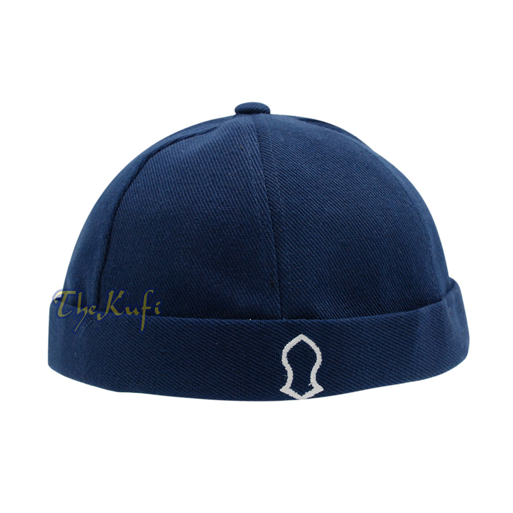 Rasulullah Navy Blue Sandal Symbol Brimless Baseball Cap Kufi One-size Adjustable Muslim Hat