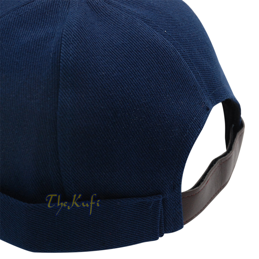 Muslim Brimless Baseball Cap – Rasulullah Sandal Navy Blue Kufi One-Size Adjustable Muslim Hat