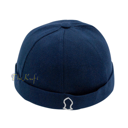 Muslim Brimless Baseball Cap – Rasulullah Sandal Navy Blue Kufi One-Size Adjustable Muslim Hat