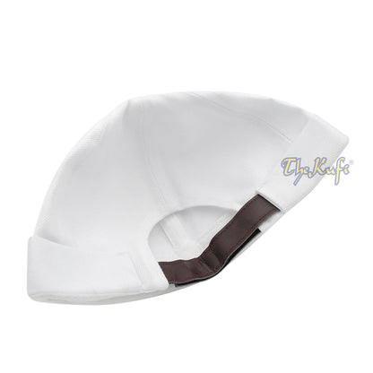 Muslim Brimless Baseball Cap – White Rasulullah Sandal Nalain Kufi One-Size Adjustable Muslim Hat