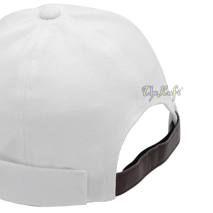 Muslim Brimless Baseball Cap – White Rasulullah Sandal Nalain Kufi One-Size Adjustable Muslim Hat