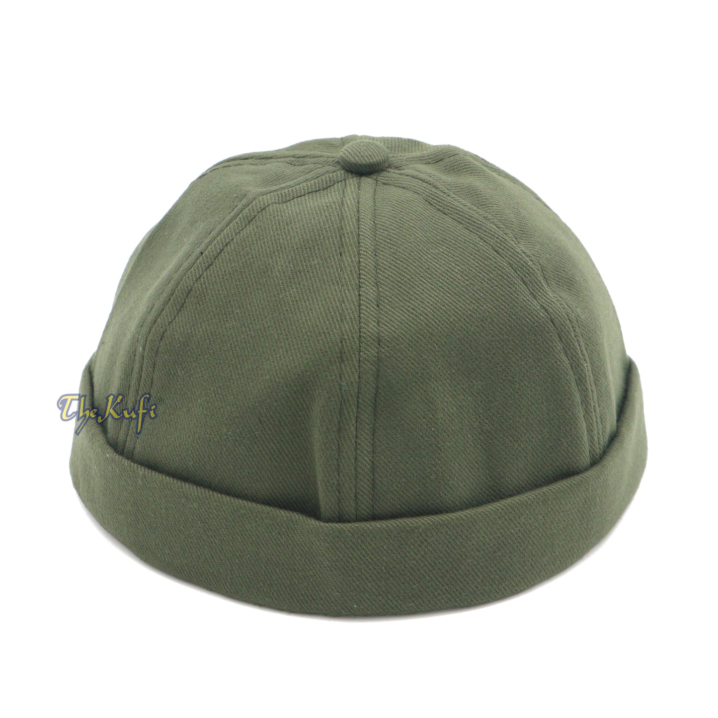 Army Green Visorless Baseball Cap Adjustable Strap & Velcro